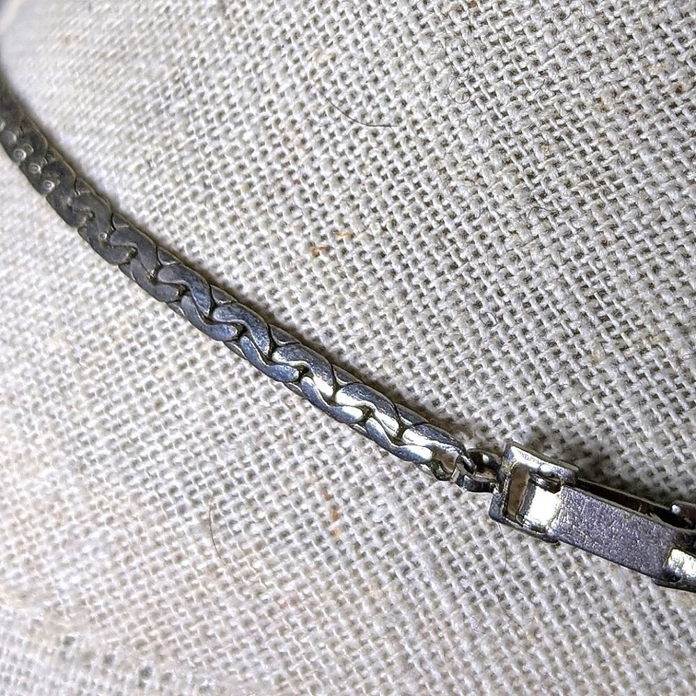 Vintage Rhinestone And Silver Choker Style Necklace 5" Diameter - Picture 7 of 12
